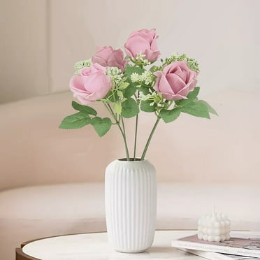 TUTUnaumb 1 Pcs Real Touch Artificial Rose Flowers Fake Bouquet for Office Family Party Home Wedding Decorations, Bulk Exquisite Simulated Rose Flowers Faux Floral Bouquet for Decor Gift-Pink