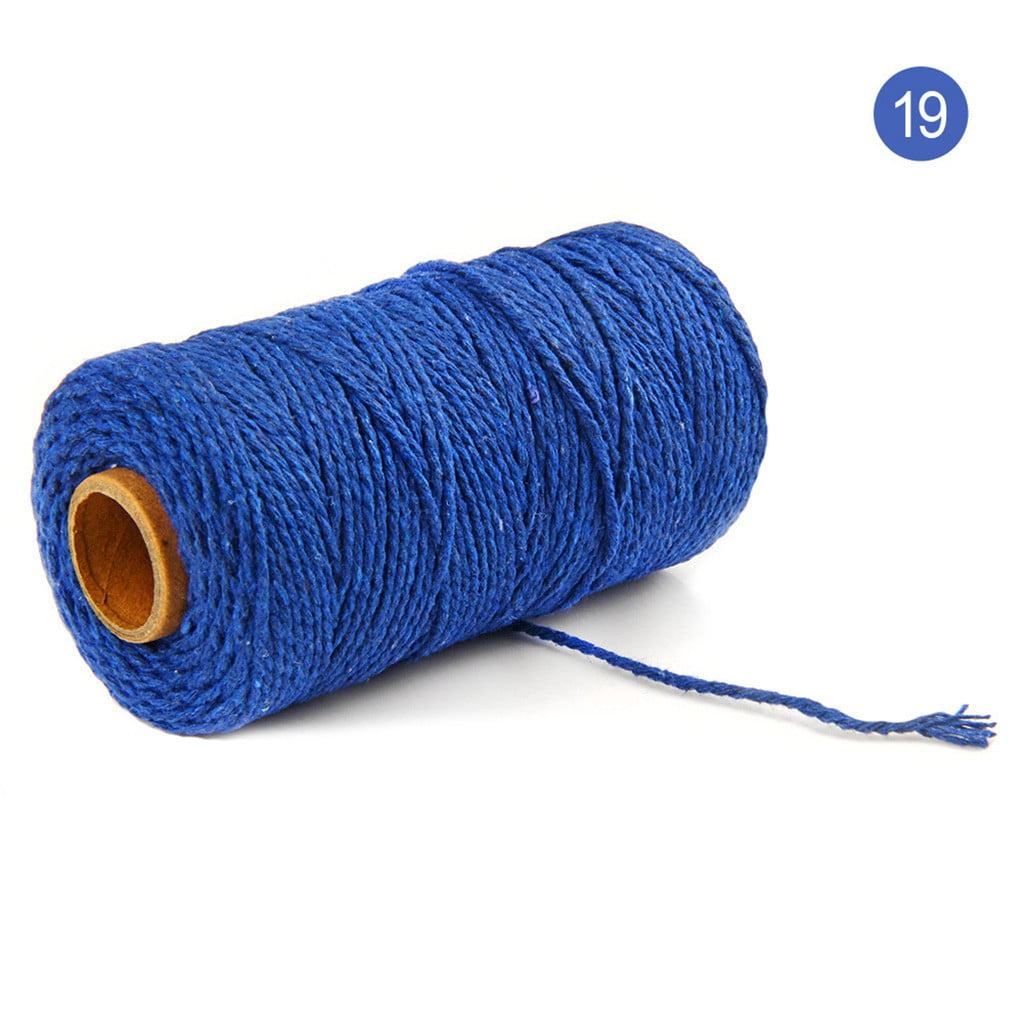 TUTUnaumb 2022 Winter 100M Long/100Yard Pure Cotton Twisted Cord Rope  Crafts Macrame Artisans Stringfor -Navy 