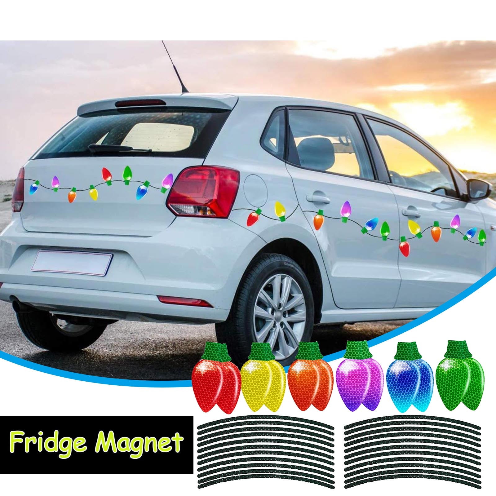 Whaline Christmas Reflective Car Magnet Kit – 60-Piece Set For Car, Fridge & Mailbox