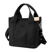 TUTUnaumb 2022 Winter Clearance Fashion Canvas Bag Tote Bag Storage Bag Handbag Handle Bag Large Capacity Multi-Pocket Handbag With Diagonal Shoulder Strap-Black