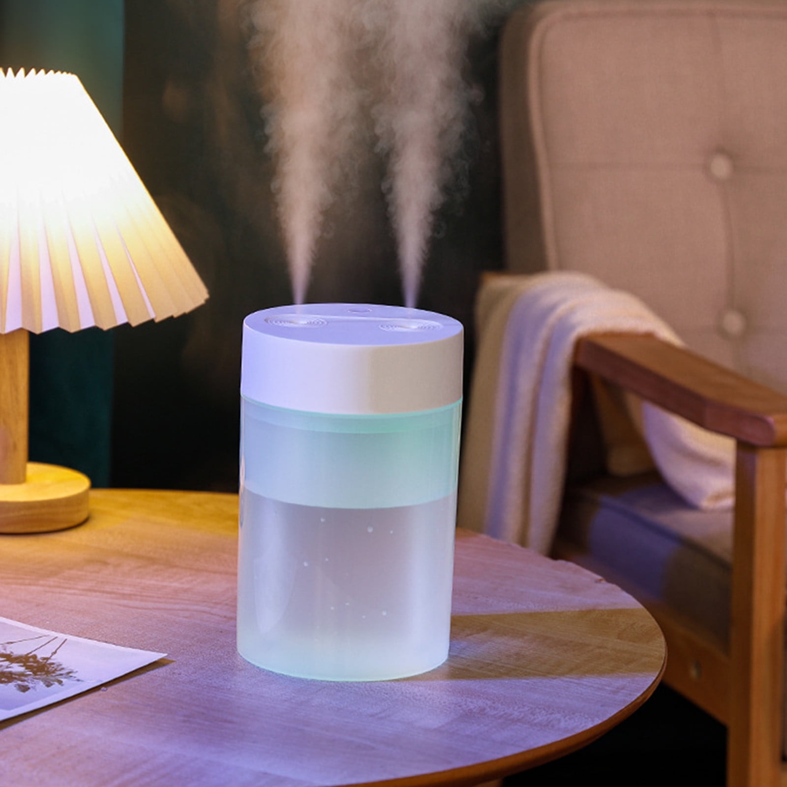 TUTUnaumb 2022 Winter Portable Desk Humidifier 1.6L Cool Mist Humidifier Small Humidifier For Home Bedroom Office Plants Double Head Spray