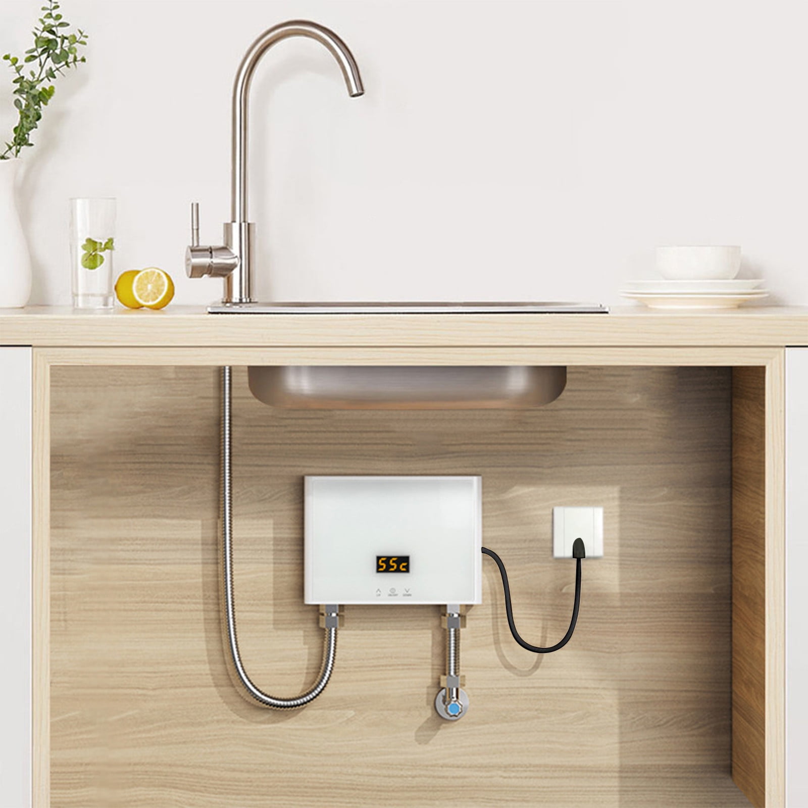 TUTUnaumb 3Kw Instant Electric Water Heater Hot Water Heating With Remote  Control Constant Temperature Inverter Home Kitchen Bathroom Shower Autumn  Sale-White - Walmart.com