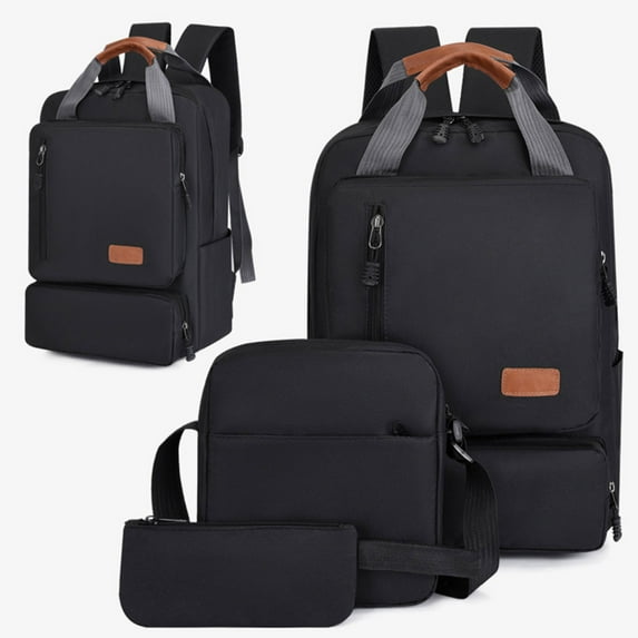 TUTUnaumb Back-to-School Backpack Three Piece Set, Large Student Backpack, Suitable For School And Outdoor Travel, Computer Bag For Men And Women With Large Capacity Off to College Supplies-Black