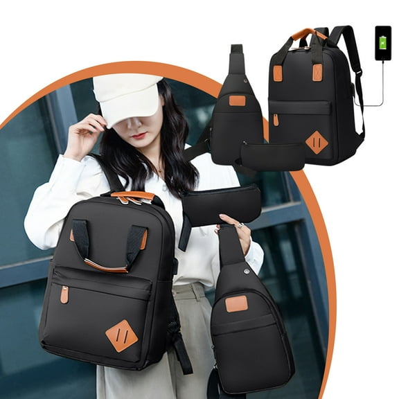 TUTUnaumb Back-to-School Backpack Travel Laptop Backpack, Large Travel Backpack, Business Carry On Backpack With Crossbody And Coin Purse, Durable College Bag 3PC Off to College Supplies-Black