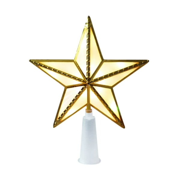 TUTUnaumb Christmas Tree Topper Star 7" LED Lighted Star Tree Top w/Remote Control, 5-Point Star RGB Night Light Treetop, Small Xmas Tree Decor for Christmas Ornaments Party Supplies-Yellow