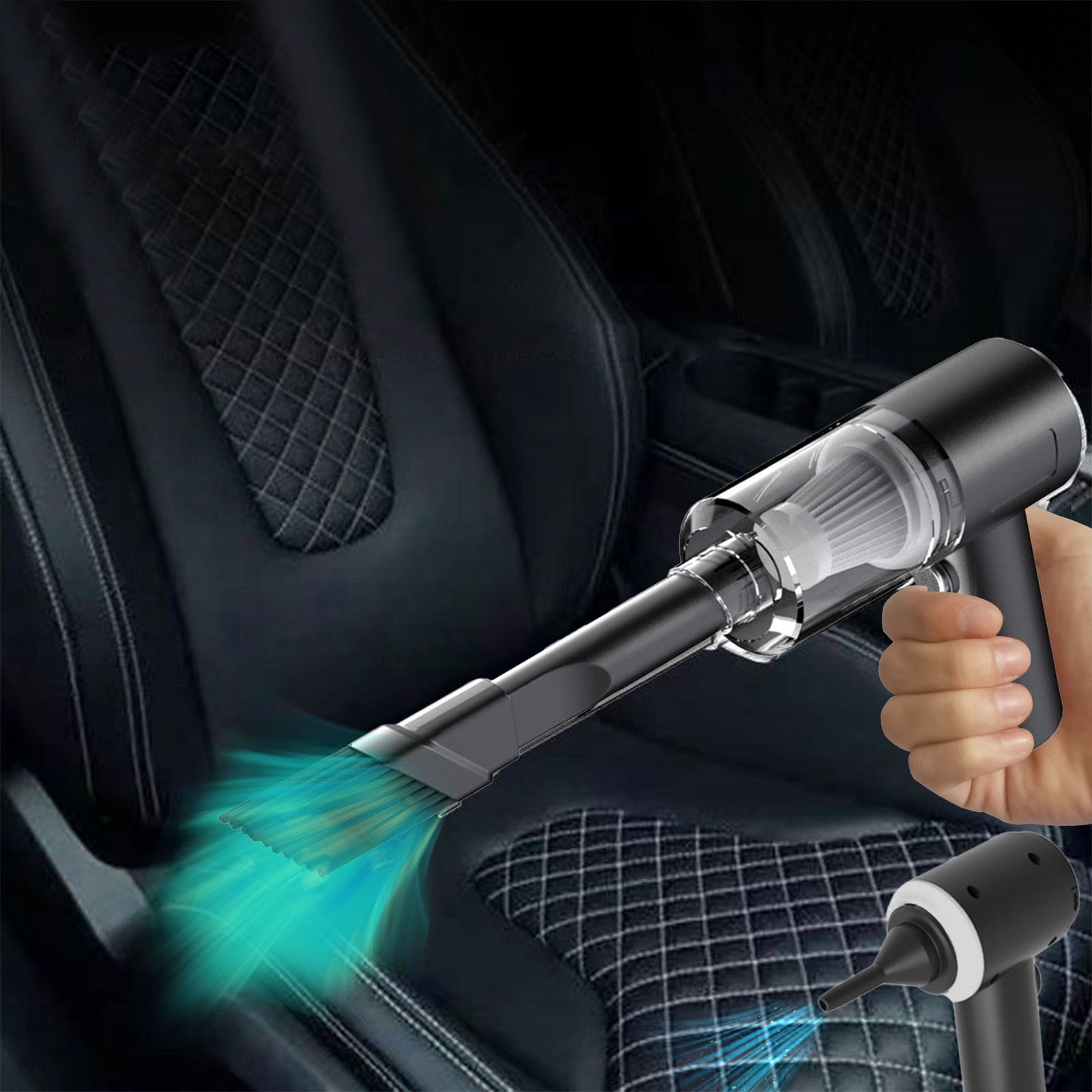 TUTUnaumb Cordless Handheld Car Vacuum Cleaner, 120W Powerful Suction Small Car Vacuum Cleaner, Mini Dusts Buster with USB Portable Vacuum Cleaner, Rechargeable Portable D-ust Busters for Car-Black