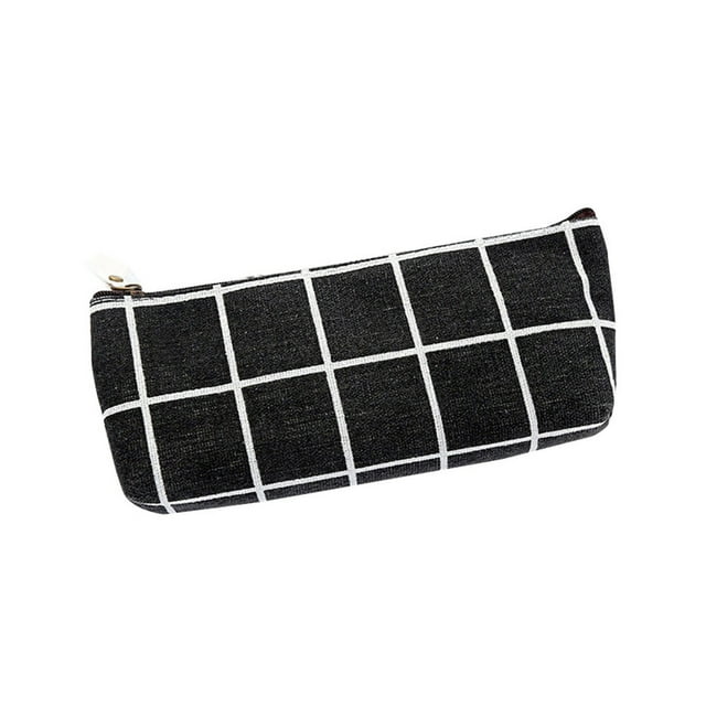 TUTUnaumb Creative Striped Canvas Pencil Pouch Makeup Bag Cosmetic Case Stationery Pouch Small Zipper Pouch Makeup Bag Purse Pouches Cute Makeup Pouch Christmas Gifts Stocking Stuffers-Black