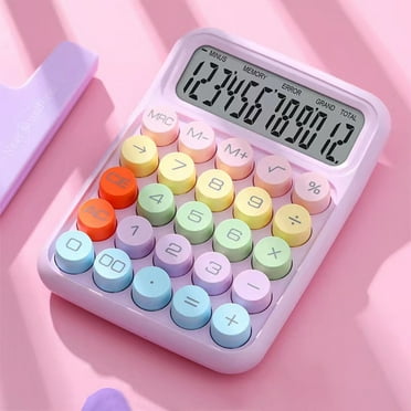 TUTUnaumb Desktop Calculator 12 Digit Coloful Scientific Calculator with Large LCD Display and Sensitive Button Handheld Battery Pocket Mechanical Calculator for Home School Office-Pink