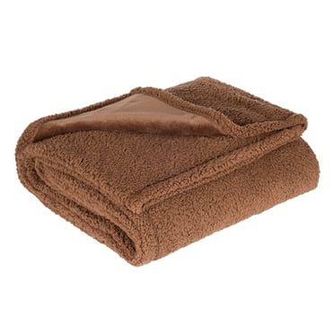 TUTUnaumb Flannel Throw Blanket, Super Soft Reversible Cotton Flannel Sherpa Bedding Double-Side Blanket, Cozy Solid Throw Blankets for Couch Sofa Throw Rug Sofa Bedding, 19.7x27.6Inch-Brown