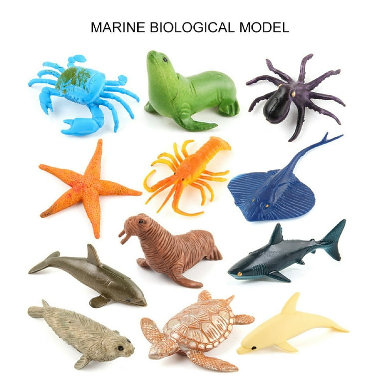 TUTUnaumb Hot Sale Toys Gifts for Kids 12 Sets Of Colorful Simulation Sea World Animals Suit Model Ornaments Multicolor