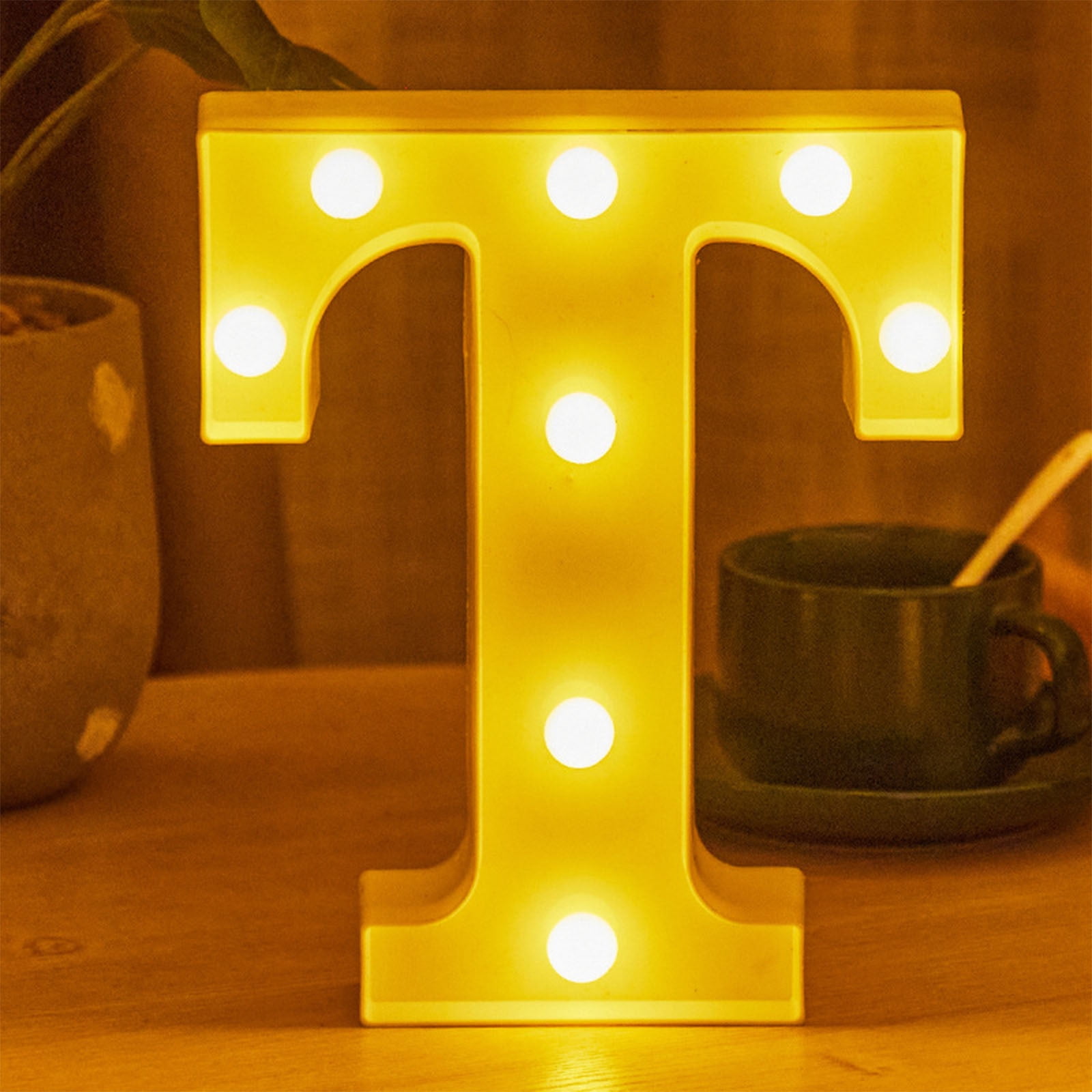 TUTUnaumb LED Light Up Letters T, 26 Alphabet Marquee Letter Lights, Glitter Light Up Signs for Prom, Events, Engagement Party Decor, 8 Inch Battery Powered Letter Sign Lights (Warm White)