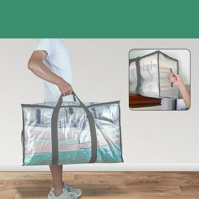 TUTUnaumb Large Clear Blanket Storage Bags for Bedding with Zipper
