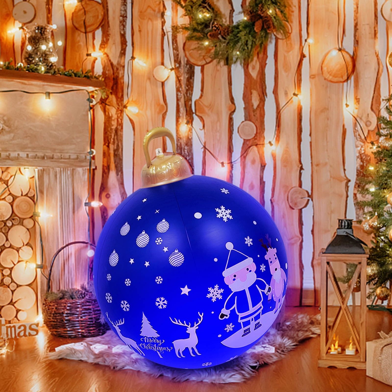 TUTUnaumb Light Up PVC Inflatable Christmas Ball, 24 Inch Large Outdoor