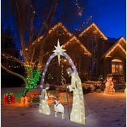 TUTUnaumb Lighted Christmas Decorations Outside Nativity Set, 2023 Light Up Nativity Scene Silhouette Indoor Outdoor Christmas Decor, Holiday Outdoor Nativity Sets for Yard with Lights Stakes-Yellow