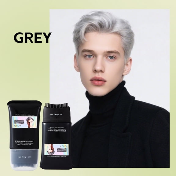 TUTUnaumb Men's Colored Hair Dye Comb, Safe and Convenient Comb Hair Dye, Portable Hair Dye Comb, Waterproof and Sweat-Proof, 2 in 1 Instant Dye, for Women & Men (Gray)