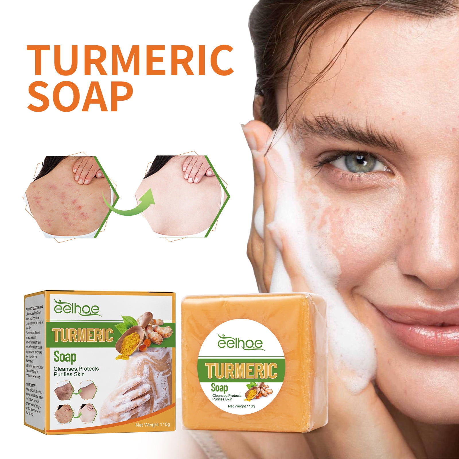 Kurkuma-Peeling-Seife – Natürliche Tiefenreinigung Für Gesicht & Körper, 70 G