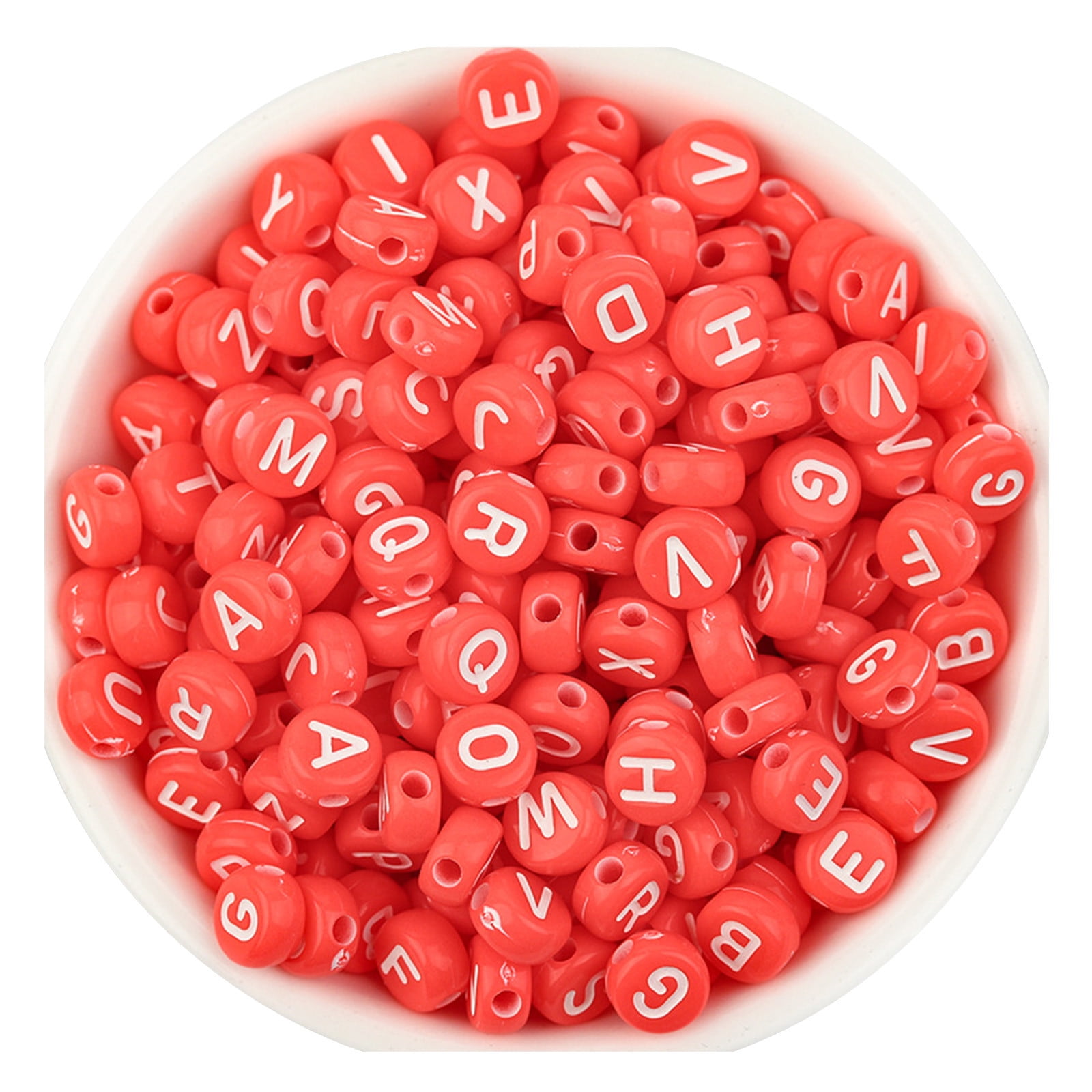 TUTUnaumb New Hot on Sale Acrylic Color Letter Beads For Jewelry Making  Alphabet Beads For Bracelets Kit Letters Beads For Necklace Making-Orange 