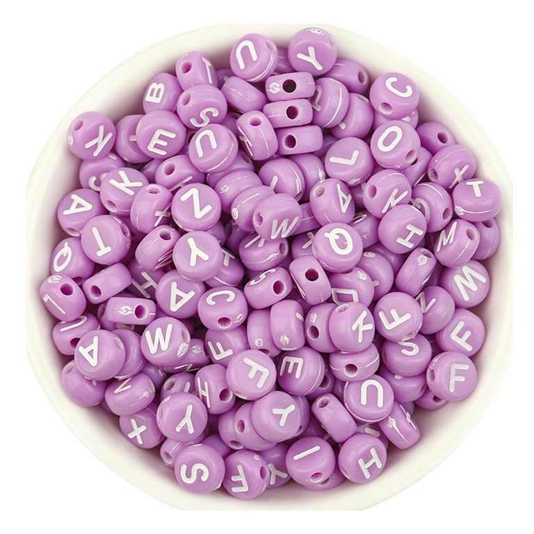 TUTUnaumb New Hot on Sale Acrylic Color Letter Beads For Jewelry Making  Alphabet Beads For Bracelets Kit Letters Beads For Necklace Making-Purple 