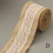 TUTUnaumb New Hot on Sale Wedding Party Decor Rustic Vintage Lace Edged Jute Hessian Burlap Ribbon Roll D-Beige