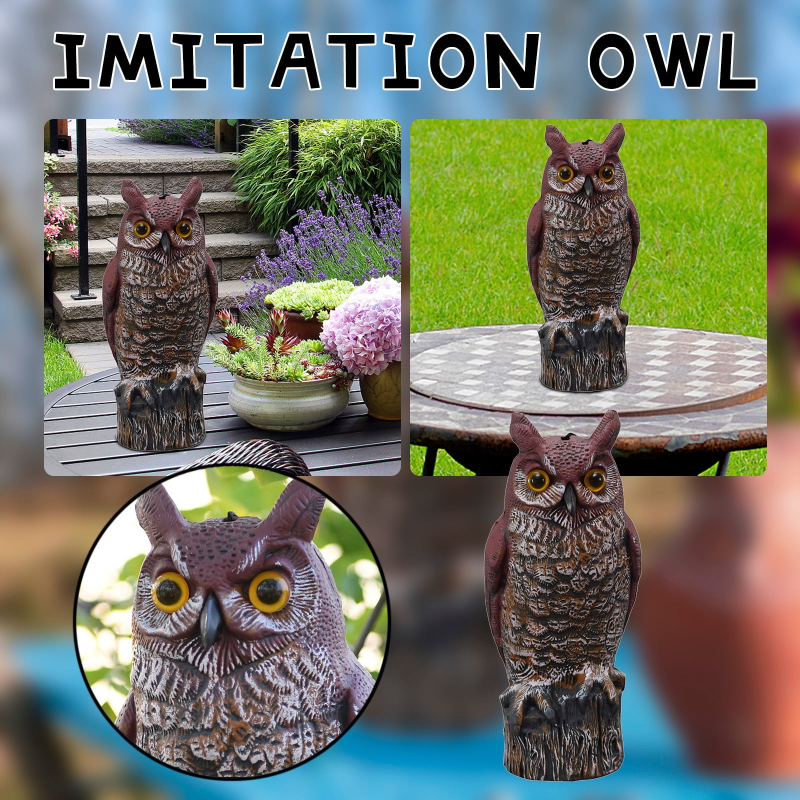 TUTUnaumb Owl Decoys to Scare Birds Squirrels Away,Owls to Frighten