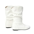 thumbnail image 1 of TUTUnaumb Women's Middle Mid Calf Boots Size 6 Winter Elevated Wedge Heel Mid Heel Wide Mouth Up Mid Sleeve Fashion Boots Flat Round Toe Inner High Fashion Women's Shoes Casual Shoes-White, 1 of 1