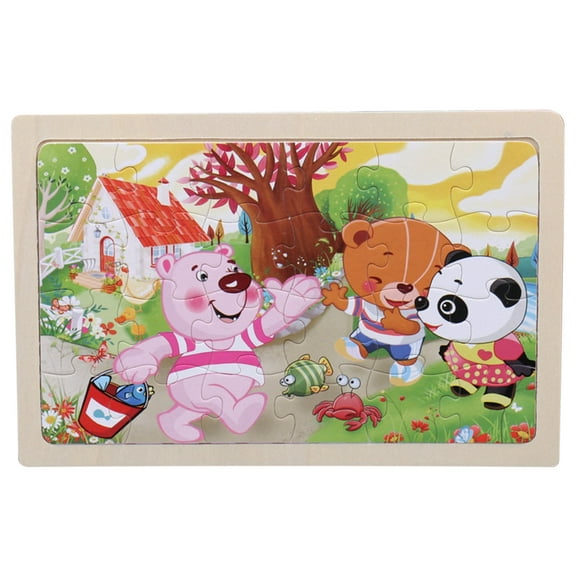 TUTUnaumb Wooden Jigsaw Puzzles for Kids Ages 3-5 Year Old,24 Piece Colorful Cartoon Animals Wooden Puzzles for Toddler Preschool Learning Educational Puzzles Toys Cognition Puzzles-D