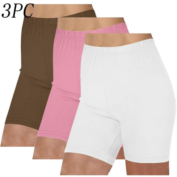 TUWABEII 3PCS Women High Waist Sports Shorts Running Dance Volleyball Short Pants Yoga Workout Solid Color Soft Stretch