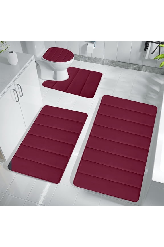4PC Rubber Bath mats Quick-Drying Non-Slip Bathroom mat Super Absorbent Instant Dry Bathroom Rug in Front of The Kitchen Sink Shower Room Bathtub Oval Under $15