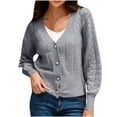 thumbnail image 1 of TUWABEII Cardigan Sweaters for Women,Women's Casual Solid Color Button Loose Knit Top Sleeve V-Neck, 1 of 8