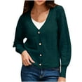 thumbnail image 1 of TUWABEII Cardigan Sweaters for Women,Women's Casual Solid Color Button Loose Knit Top Sleeve V-Neck, 1 of 8