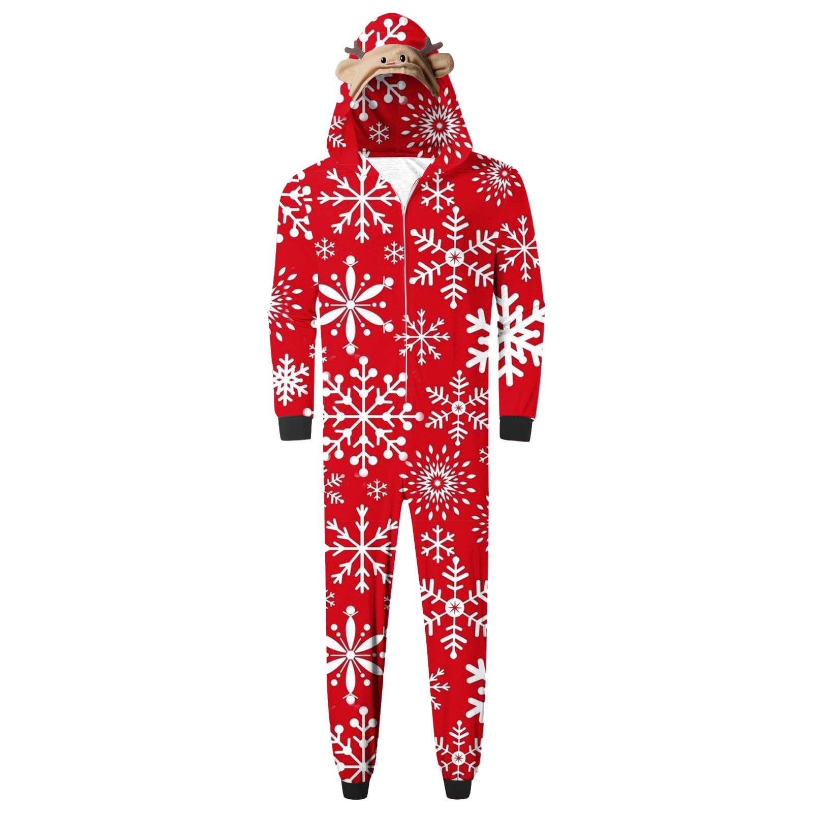 TUWABEII Christmas Adult Onesie Pajamas for Men Parent child Warm Set Printed Home Wear Hoodid Dads Jumpsuit Father s Day Gift