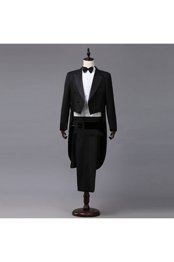 Fall & Winter Dresses for Mens,Men's Dress Tuxedo Suit Performance Clothes Magician Stage Performance Clothes Four-piece Suit