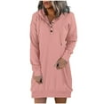 thumbnail image 1 of TUWABEII Fall & Winter Dresses for Womens,Long Sleeve Dress For Women Hooded Solid Casual Dress, 1 of 4