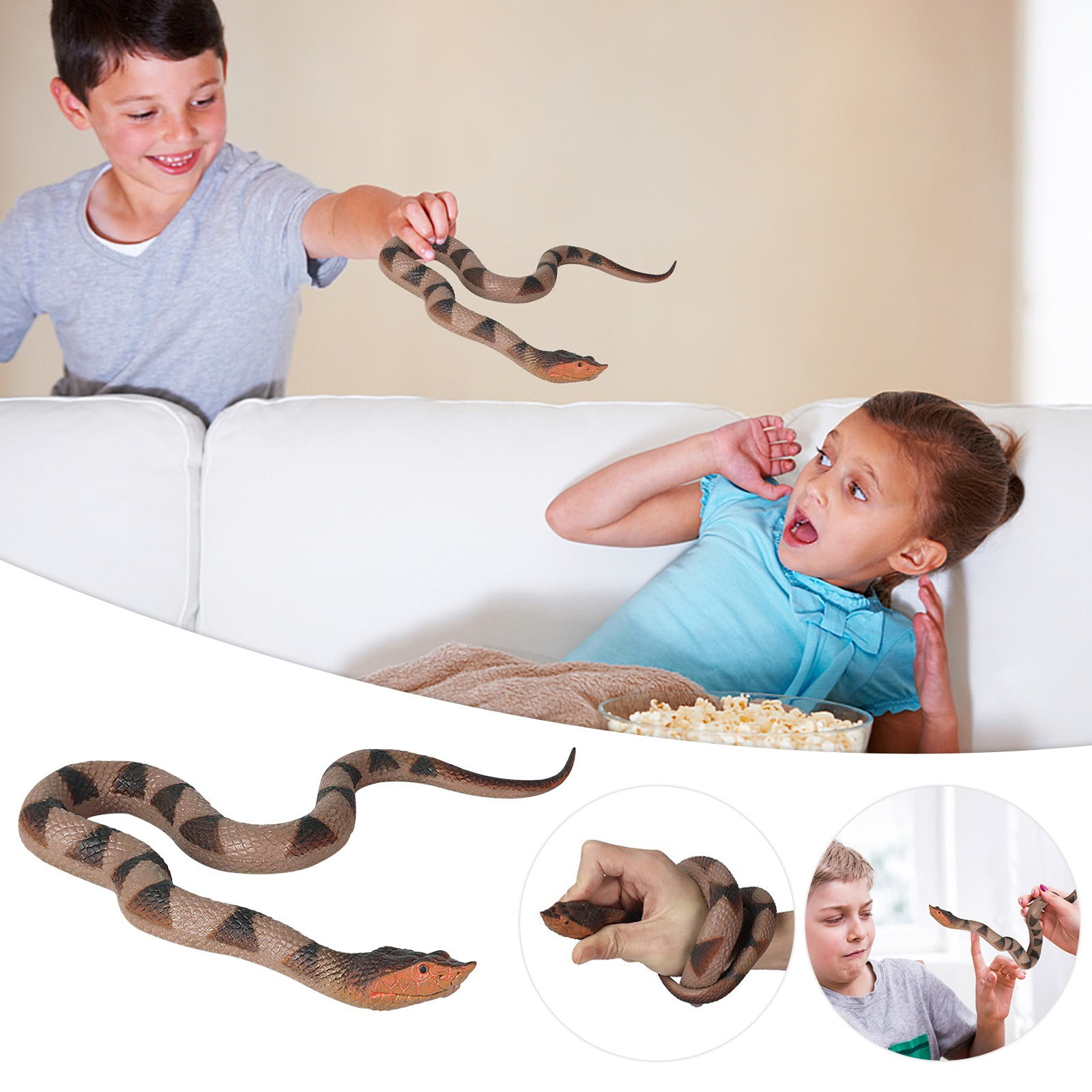 TUWABEII Gag Gifts Realistic Fake Snakes Toy Rubber Snake Figure For
