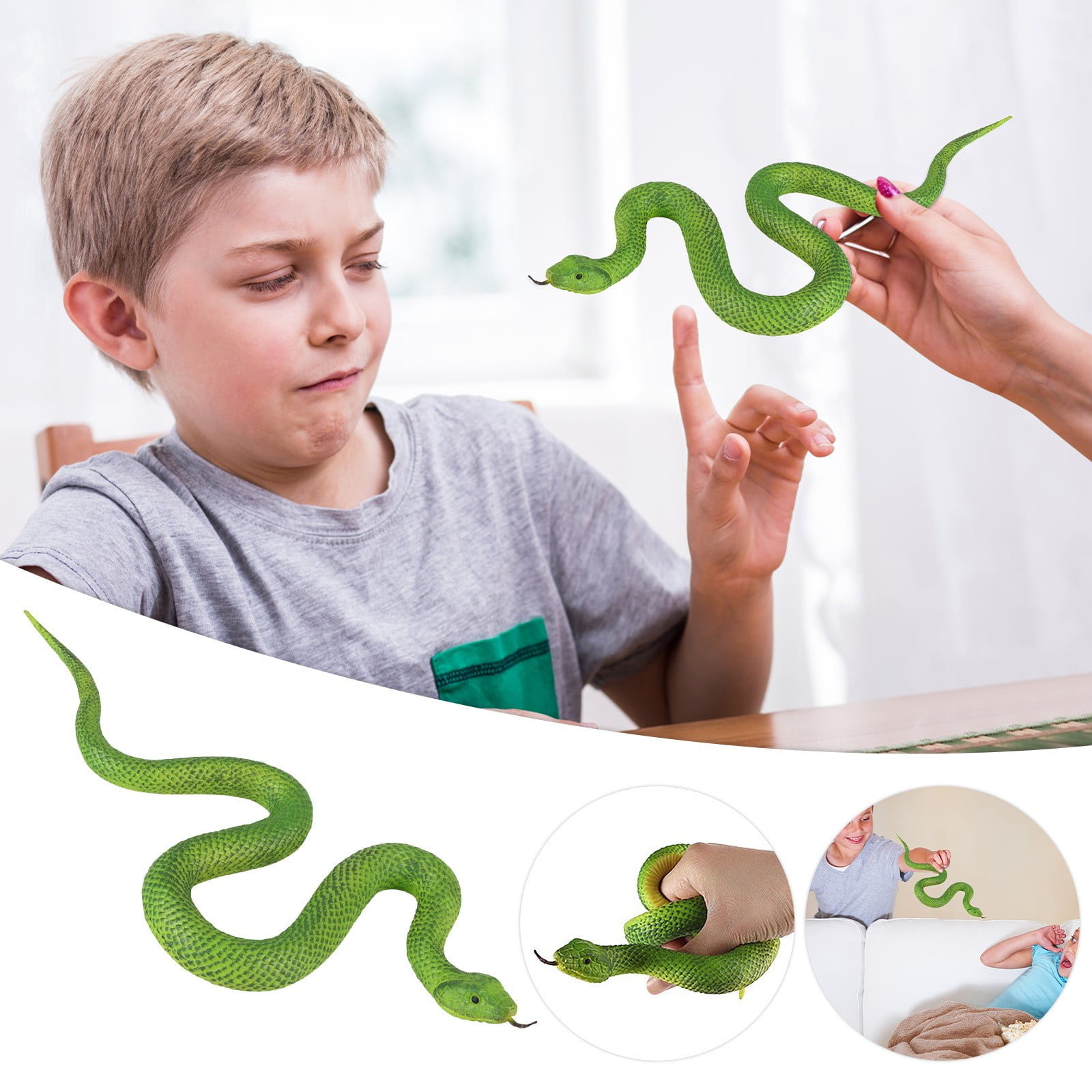 TUWABEII Gag Gifts Realistic Fake Snakes Toy Rubber Snake Figure For