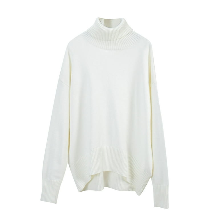 TUWABEII Knitted Sweaters for Women Women s Fall And Winter Loose Knitwear With A Classic Color Sweater Crew Neck Sweater