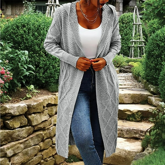 TUWABEII Plus Size Cardigan for Womens,Women's Knitwear Loose Mid-length Irregular Lapel Sweater