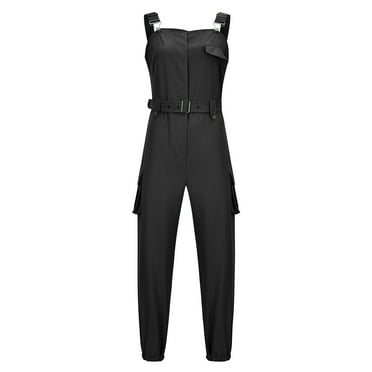 TUWABEII Plus Size Women's Casual Overalls Sleeveless One-Piece Waist Suspenders Leggings Jumpsuits