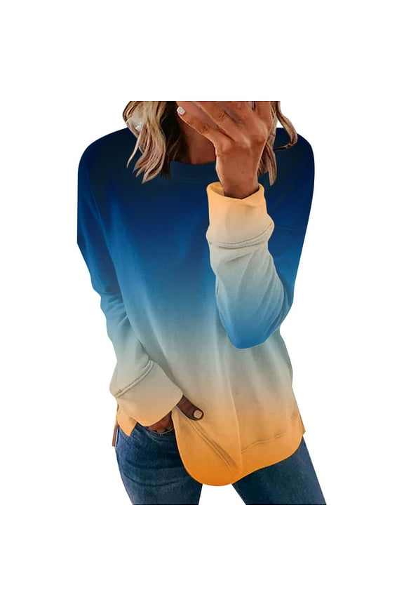 T-shirts for Women,Women's Fashion Printed Loose T-shirt Long Sleeves Blouse Round Neck Casual Tops Sweatshirt Hoodies