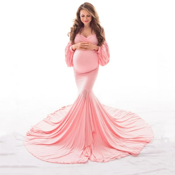 TUWABEII Women Pregnants Photography Dress Props Off Shoulder Long