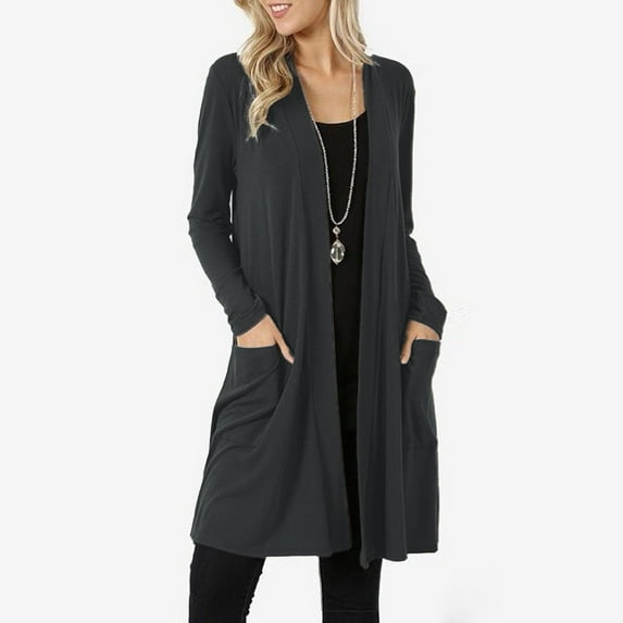 TUWABEII Women's Cardigan Casual Lightweight Fashion Women Long Sleeve Solid Coat Blouse Top