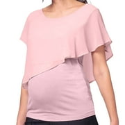 TUWABEII Women's Maternity Short Sleeve Nursing Tops Breastfeeding T-Shirt