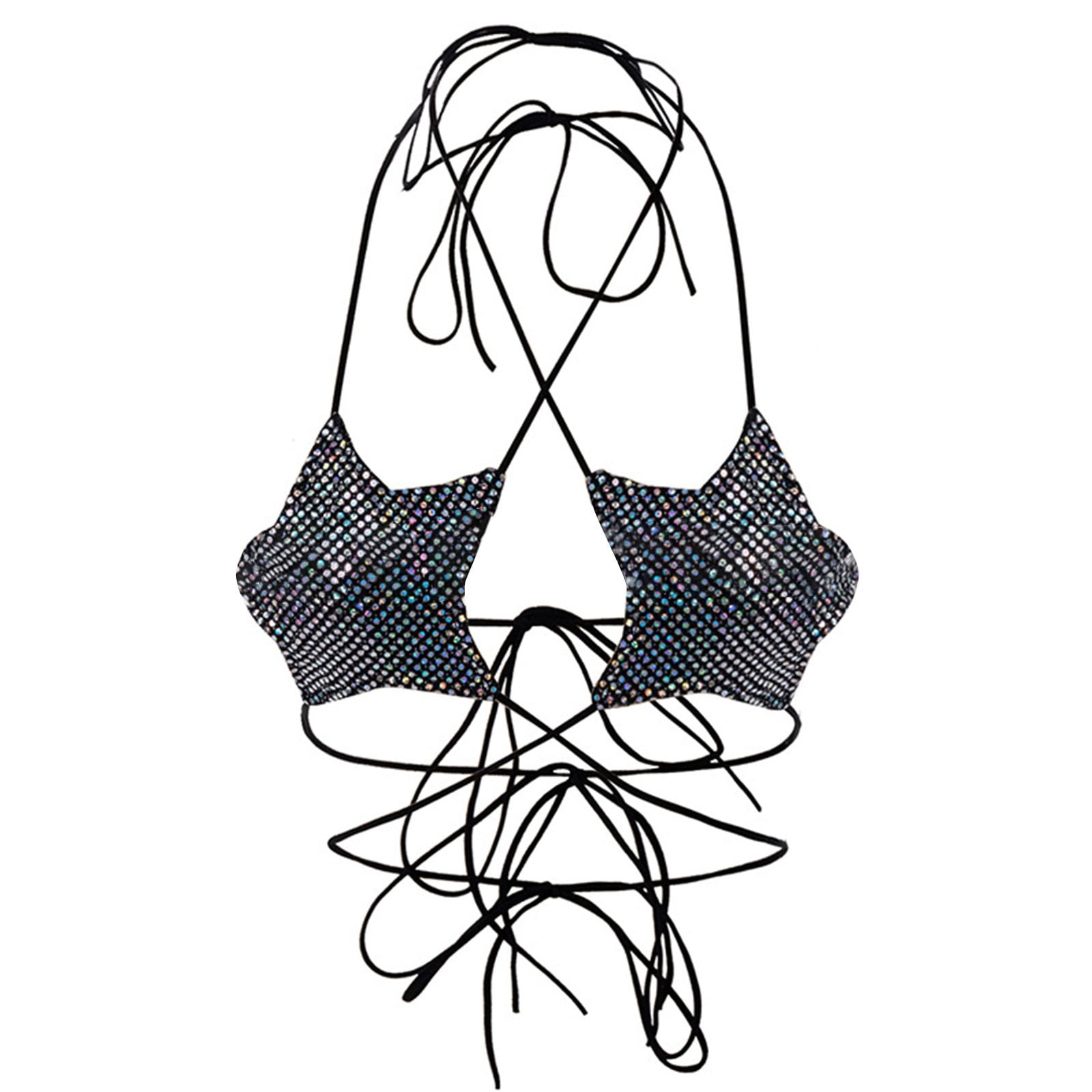 TUWABEII Women's Neck Hanging Six Straps Two Piece Bra Lady Daily Bras