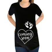 TUWABEII Women's Short Sleeve Maternity Shirt Women Pregnant Letter Printing Print Tops