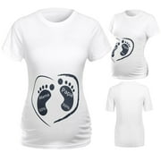 TUWABEII Women's Short Sleeve Maternity Shirt Women Print Tops Pregnancy Clothes