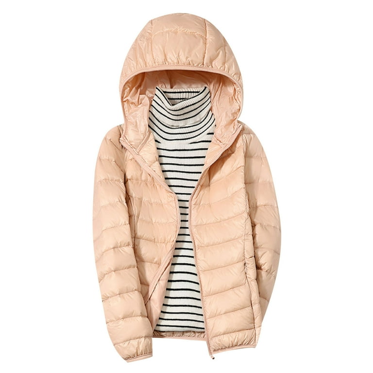 TUWABEII Womens Puffer Jacket Down Jacket Lightweight Hooded Short Korean Style Extra Large Size Plus White Down Warm Jacket