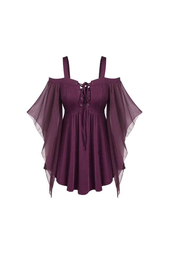 Womens Trendy Tops,Women V-neck Gothic T Tees Short Sleeve Irregular Mesh Bandage Tank Vest