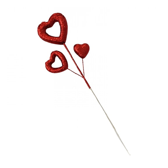 TUWAFE 1 Pc Valentine'S Day Heart Picks 13.78 Inch Valentines Glitter Picks Heart Shaped Stems Decor for Valentine Tree Wedding Wreath Vase Centerpiece Home Decoration Valentines Vase Filler