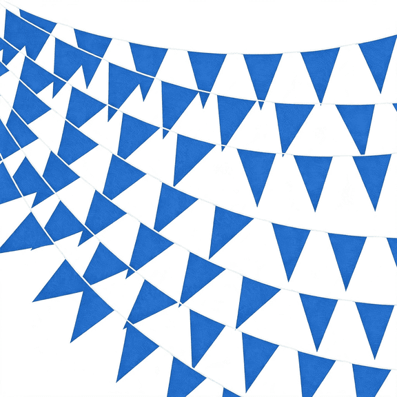 TUWAFE 100 Feet Pennant Banner 75 Triangle Flags String,Blue | Bunting Flag Decorations for Grand Opening, Carnival Theme Party, Classroom Outdoor Events, Festive Celebration Setup
