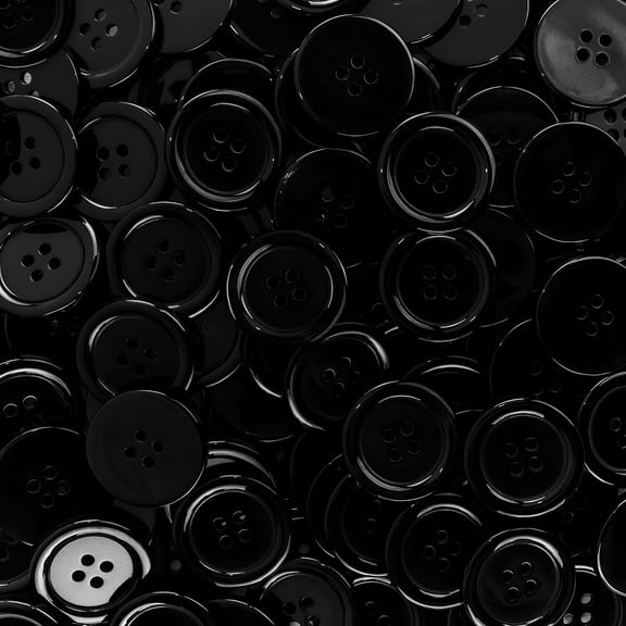 TUWAFE 100 Pack 1 Inch Buttons Flatback Sewing Colored for Arts & Crafts, Fashion Clothing, DIY Projects (Black)